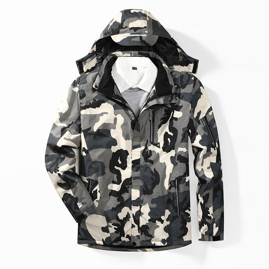 Herren Camouflage-Softshelljacke mit abnehmbarer Kapuze und atmungsaktivem Innenfutter Shop Nory