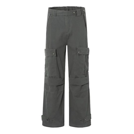 Damen weite Cargo-Culottehose mit hohem Bund, elastischem Taillenpass und Multi-Taschen Shop Nory