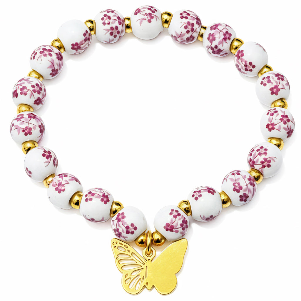 Damenarmband mit floralem Design und goldenen Akzenten Shop Nory