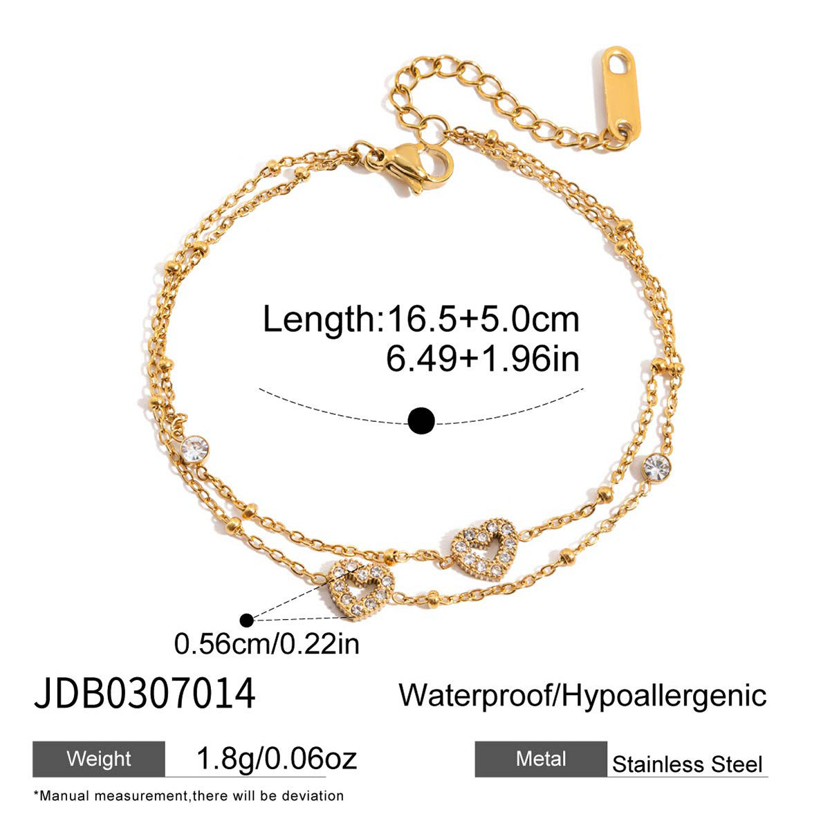 Damen Armband mit verstellbarem Verschluss und herzförmigem Anhänger Shop Nory