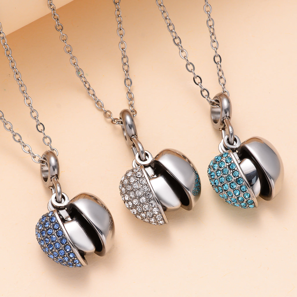 Damen Anhänger mit herzförmigem Medaillons-Design und glitzernden Kristallen Shop Nory
