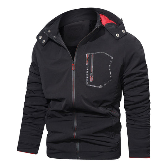 Herren leichte Softshell-Kapuzenjacke mit wasserabweisender Brusttasche und verdecktem Reißverschluss Shop Nory