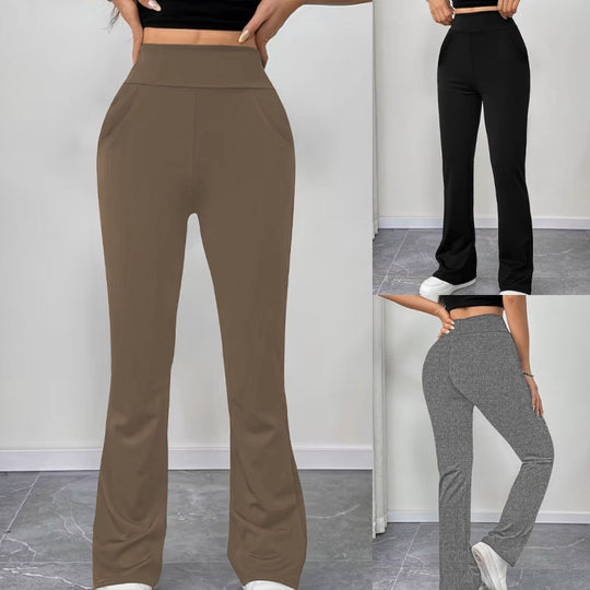 Damen Hochbund-Yogahose mit ausgestelltem Bein und Eingrifftaschen Shop Nory