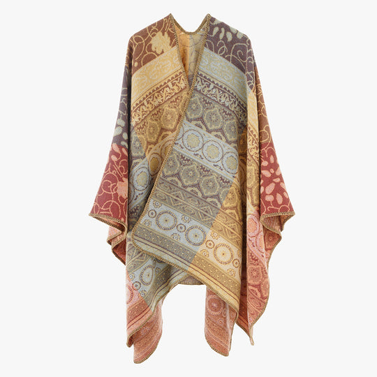 Damen Jacquard-Kimono-Überwurf im Ornament-Patchwork Stil Shop Nory