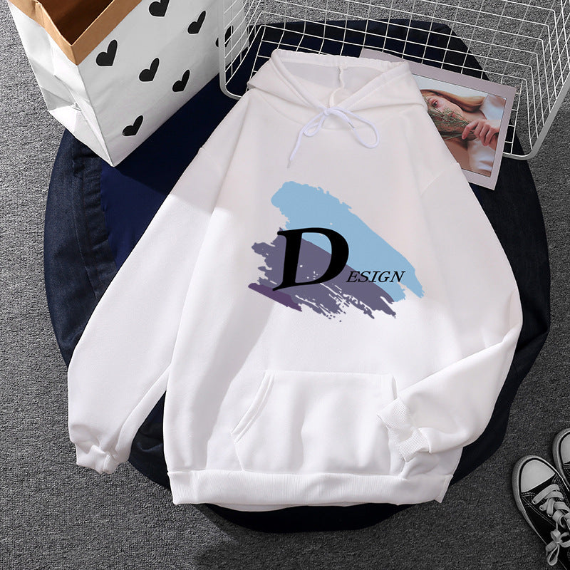Unisex nan lässiger Kapuzenpullover mit großflächigem Pinsel-Logo, Kängurutasche und verstellbarer Kapuze Shop Nory