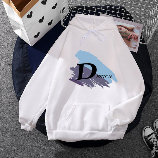 Unisex nan lässiger Kapuzenpullover mit großflächigem Pinsel-Logo, Kängurutasche und verstellbarer Kapuze Shop Nory