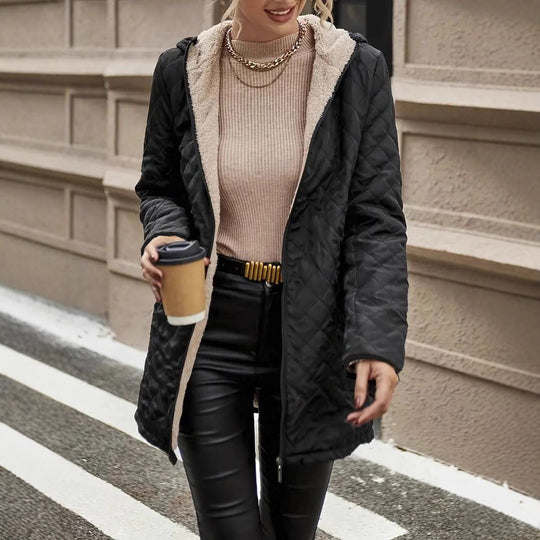 Damen gesteppter Kurzmantel mit Teddy-Innenseite und Zwei-Wege-Reißverschluss Shop Nory