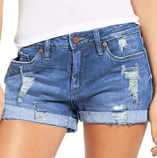 Damen Jeans-Shorts im lässigen Destroyed-Look