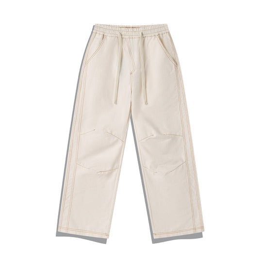 Damen Weite Denim-Cargo-Culotte mit elastischem Bund und Kontraststeppung Shop Nory