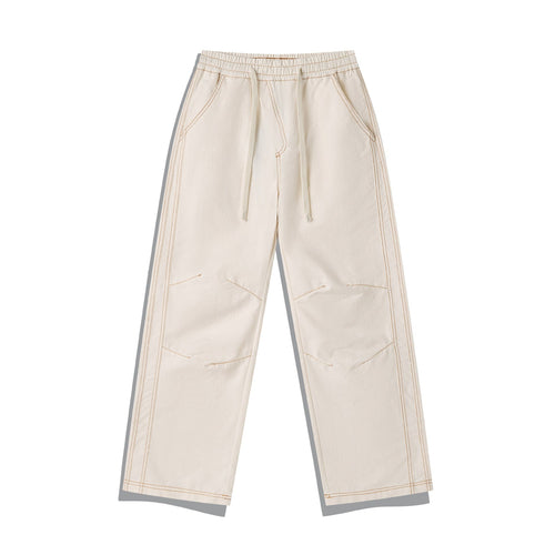 Damen Weite Denim-Cargo-Culotte mit elastischem Bund und Kontraststeppung Shop Nory