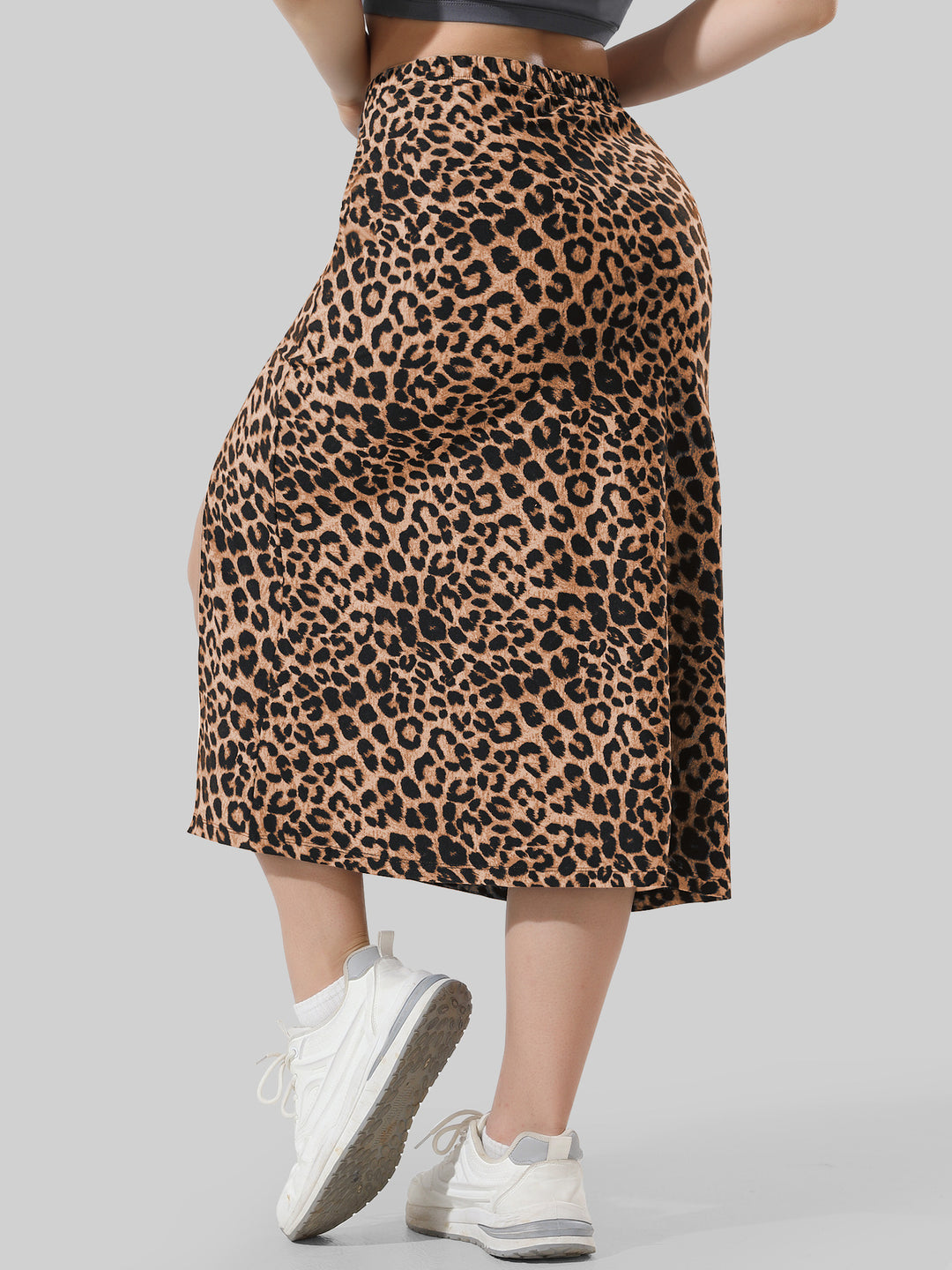 Damen Midirock mit hohem Elastikbund, seitlichem Schlitz und figurumspielender A‑Linie Shopy Nory