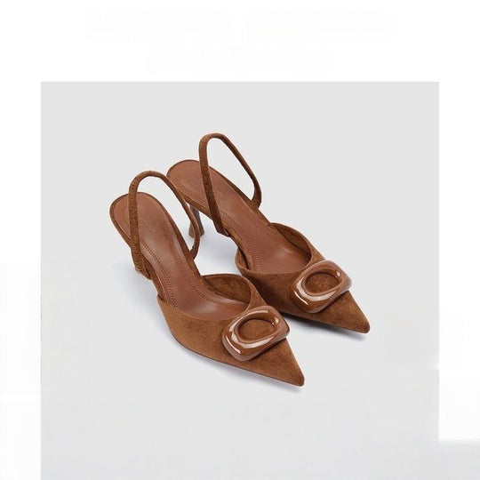 Damen Elegante spitz zulaufende Slingback-Pumps aus Veloursoptik mit dekorativem Knotenriemen und schlankem Mid‑Heel Shop Nory