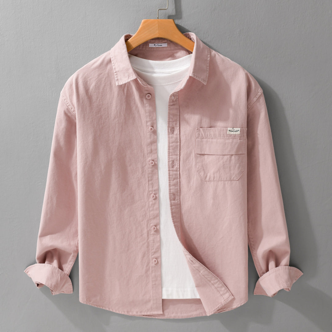 Herren Leichtes Baumwoll-Overshirt mit Kentkragen, Brusttasche und Relaxed-Fit Shop Nory