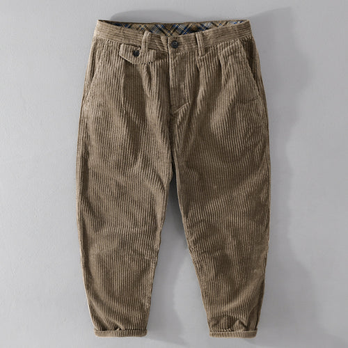Herren Cordhose mit konischem Schnitt, hohem Bund, Karo-Innenbund und gekrempeltem Saum Shop Nory
