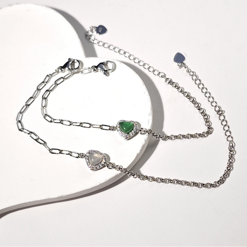 Damen Armband mit herzförmigem Edelstein und funkelnden Akzenten Shop Nory