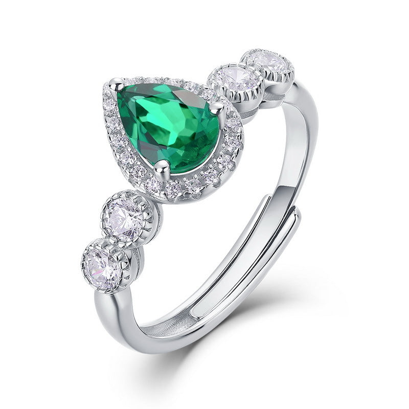 Oval synthetischer Edelstein Halo Sterlingsilber verstellbarer Stapel-Cocktailring