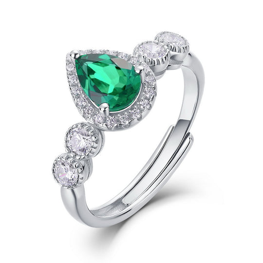 Oval synthetischer Edelstein Halo Sterlingsilber verstellbarer Stapel-Cocktailring