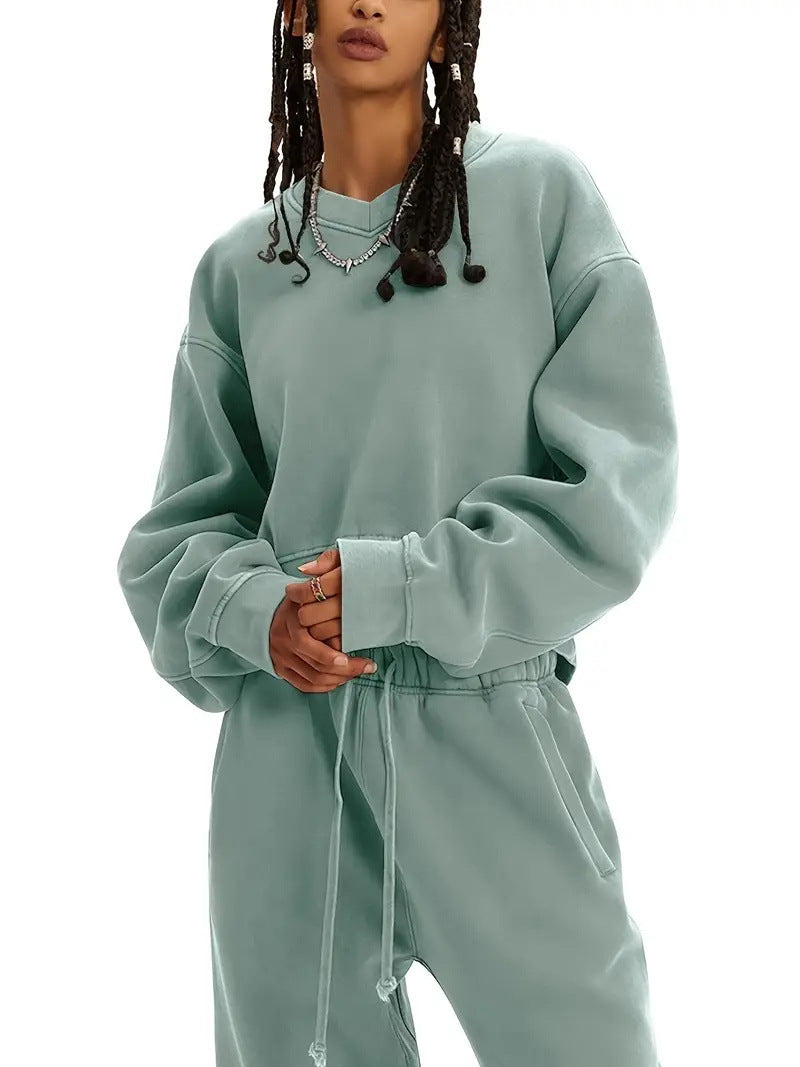 Damen Boxy-Sweatshirt mit überschnittener Schulter, verlängertem Rückenteil und brushed Fleece Shop Nory