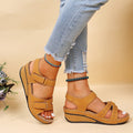 Damen Bequeme Keilsandalen mit verstellbaren Riemen und ergonomischem Fußbett Shopnory