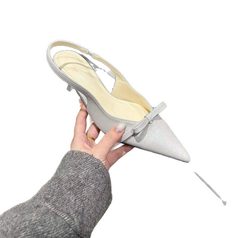 Damen elegante Slingback-Pumps mit feinem Riemchen und Schleifenapplikation