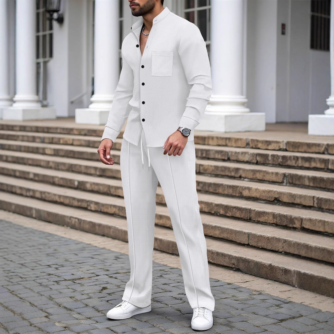 Herren nan lässiges Hemd-Hose Lounge-Set aus strukturiertem Baumwollmischgewebe Shop Nory