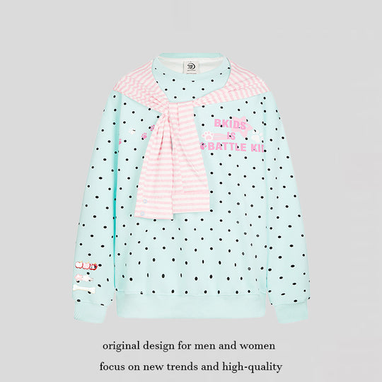 Damen Oversize-Sweatshirt mit Pünktchenmuster, integrierter Streifen-Schalapplikation und Badge-Details Shop Nory