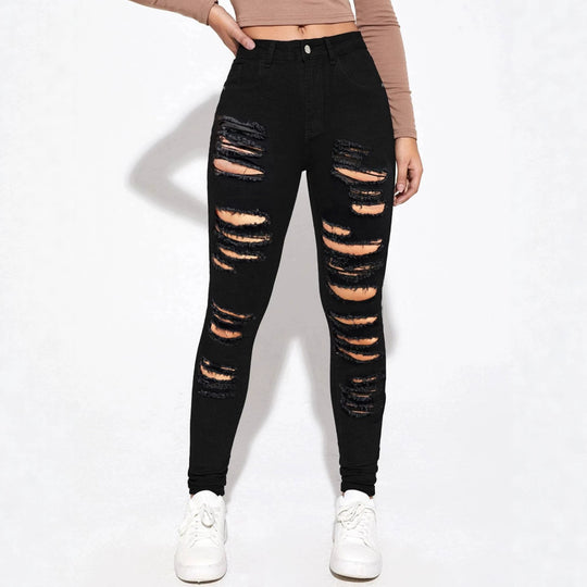 Damen Hochtaillierte Superstretch-Jeans im Skinny-Fit mit ausgeprägten Destroy-Rissen Shop Nory
