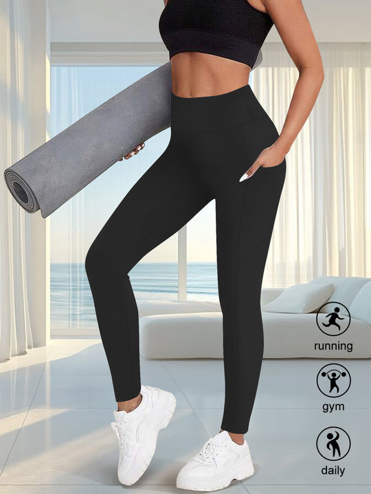 Damen High-Waist Sportleggings mit seitlicher Handytasche und formendem Kompressionsstoff Shopy Nory