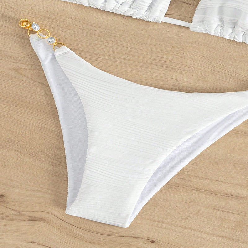 Damen Triangel-Bikini mit elegantem Schmuckdetail und hohem Beinausschnitt Shopnory