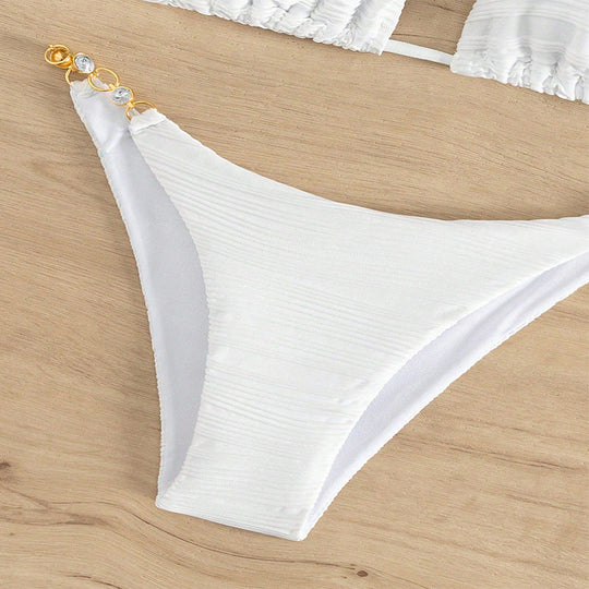 Damen Triangel-Bikini mit elegantem Schmuckdetail und hohem Beinausschnitt Shopnory