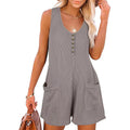 Damen Lässiger Strick-Jumpsuit mit praktischen Taschen und Knopfdetails