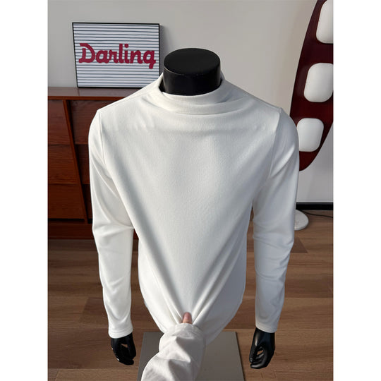 Herren Feines Stretch-Langarmshirt mit kurzem Stehkragen und schlanker Silhouette Shop Nory
