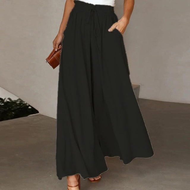 Leichte Damen Leinenhose mit Weitem Bein für Frühling und Sommer