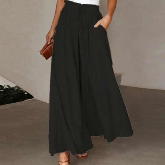 Leichte Damen Leinenhose mit Weitem Bein für Frühling und Sommer