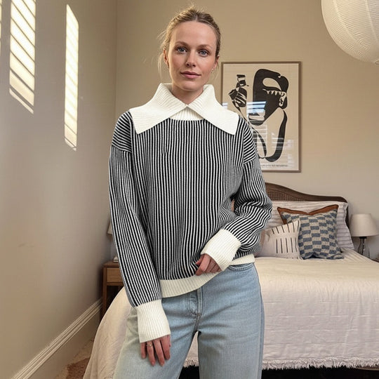 Damen Oversized Pullover mit Kragen Shop Nory