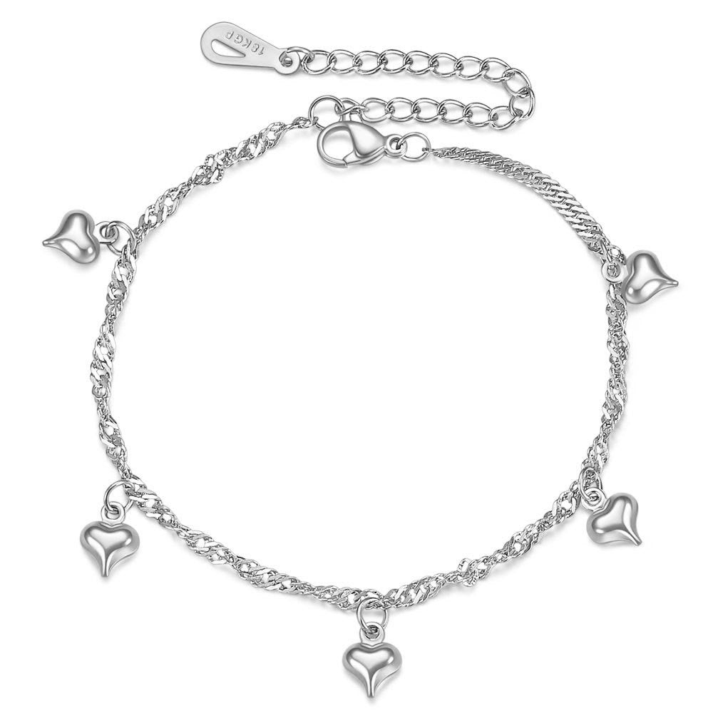 Damen Armband mit doppeltem Herzanhänger aus hochwertigem Edelstahl Shop Nory