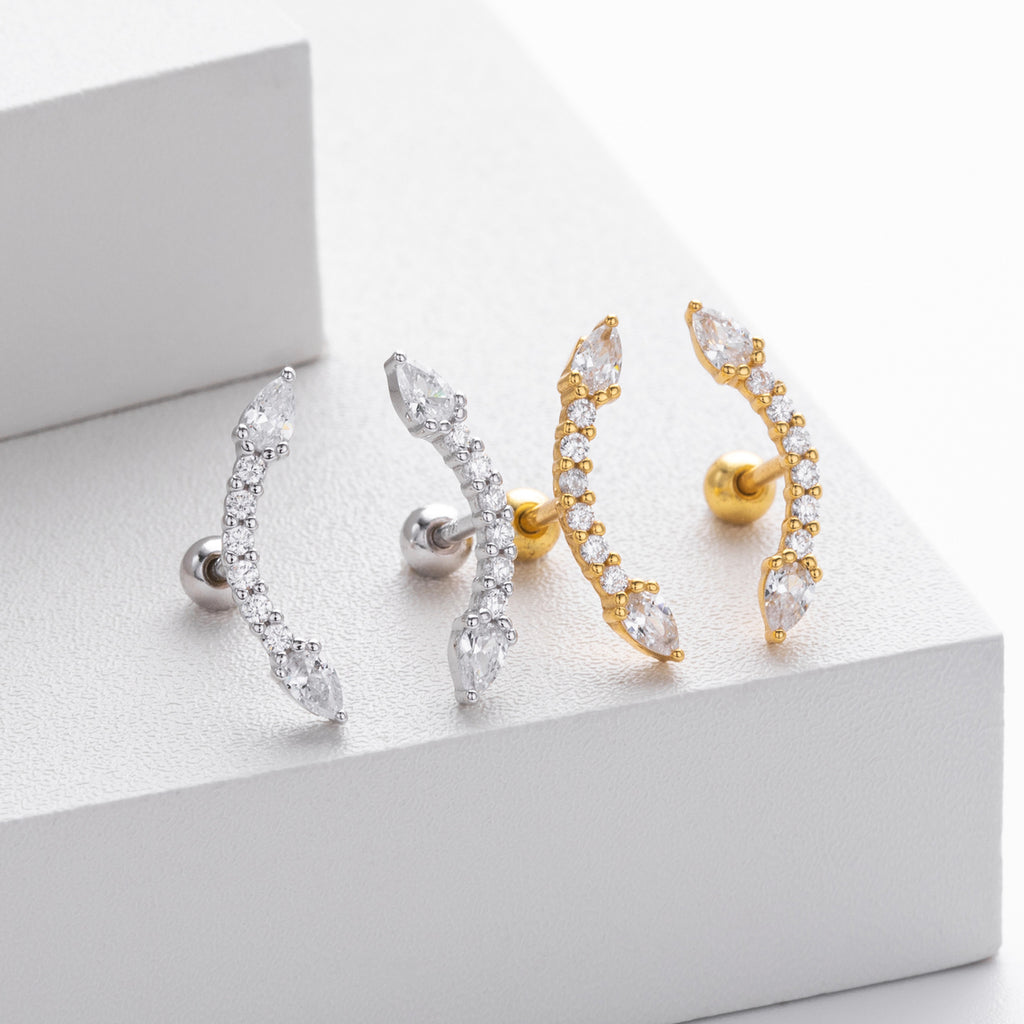 Damen Ohrstecker mit funkelnden Zirkonstein-Elementen aus 925 Sterling Silber Shop Nory