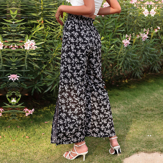 Damen Leichte Palazzo‑Hose mit elastischem Smokbund und zartem Blumenprint Shop Nory