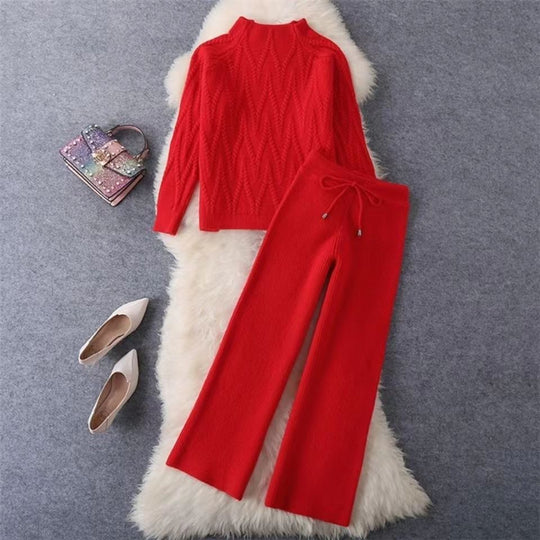 Damen Elegantes Strickoberteil und Hosen-Set Shop Nory