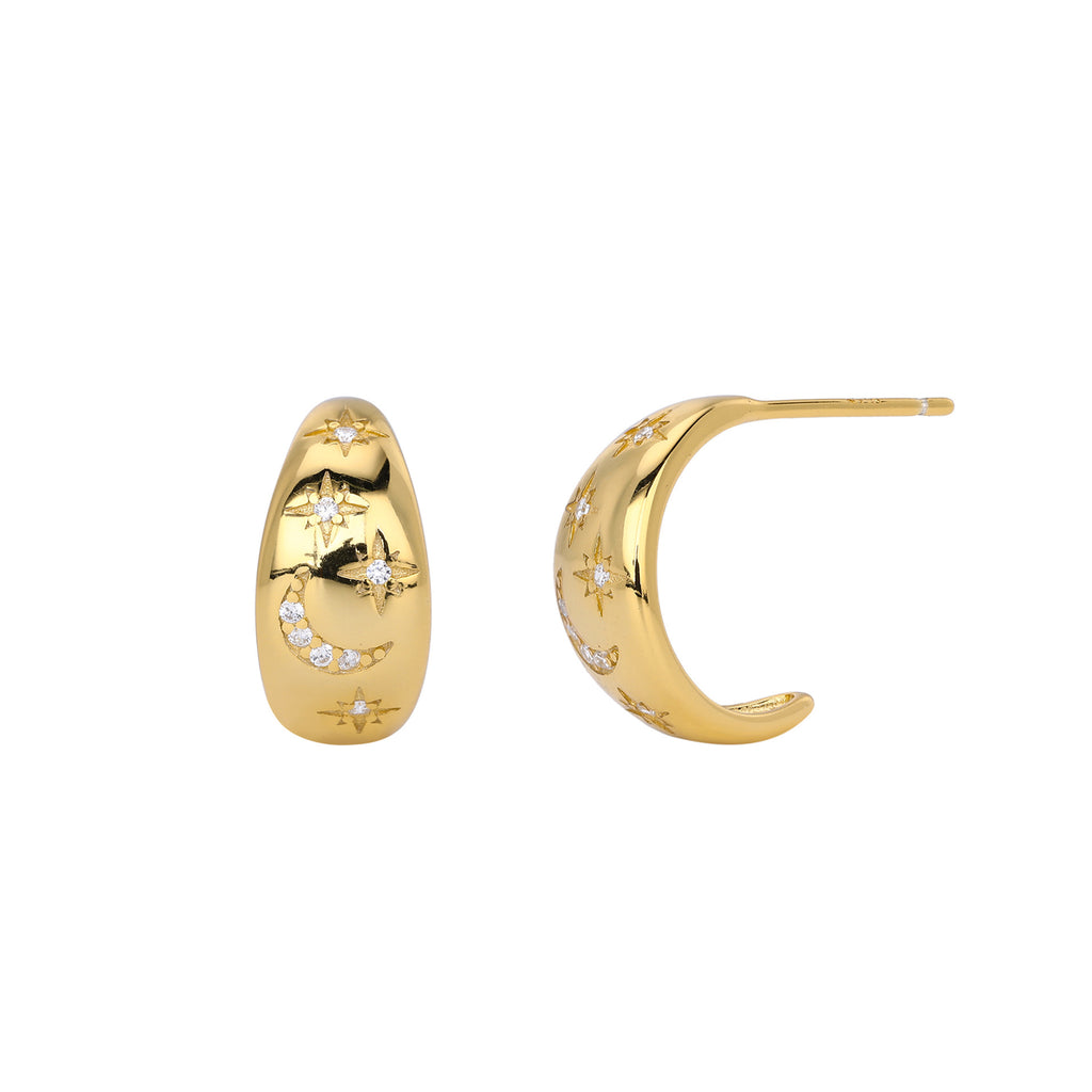Damen Ohrhänger mit gestanztem Mond- und Sternenmotiv aus 925 Sterling Silber Shop Nory
