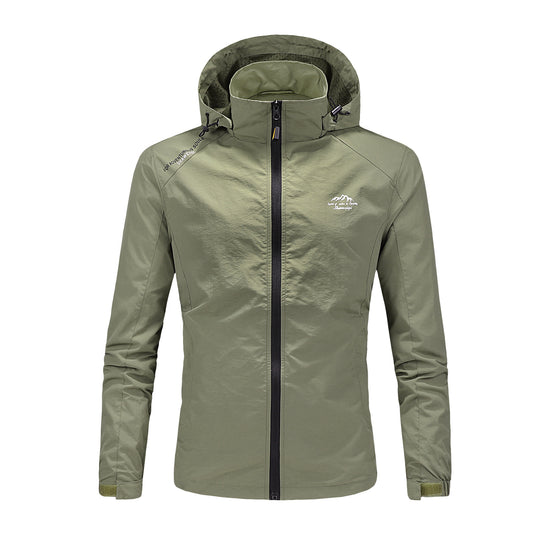 Herren Ultraleichte packbare Outdoorjacke mit hohem Kragen, Kapuze und atmungsaktivem Meshfutter Shop Nory