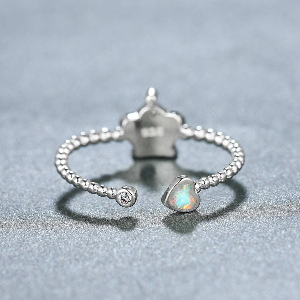 Damen Ring mit Krone und opalisierendem Stein Shop Nory