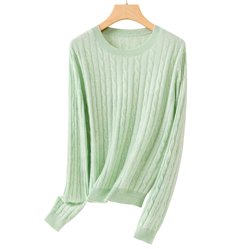 Damen Kuscheliger Zopfstrick-Pullover aus Feinstrick mit Rundhalsausschnitt Shop Nory