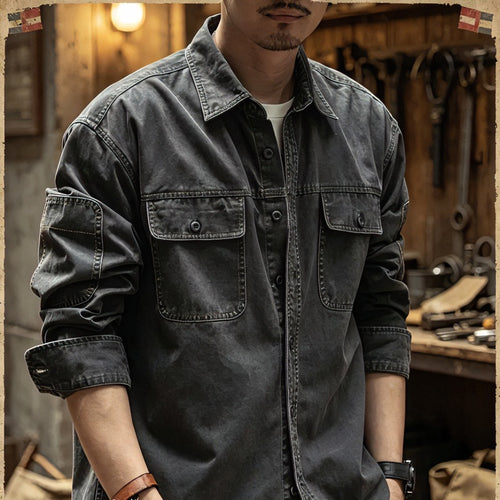 Herren Baumwoll-Utility-Overshirt mit Pattentaschen Shop Nory