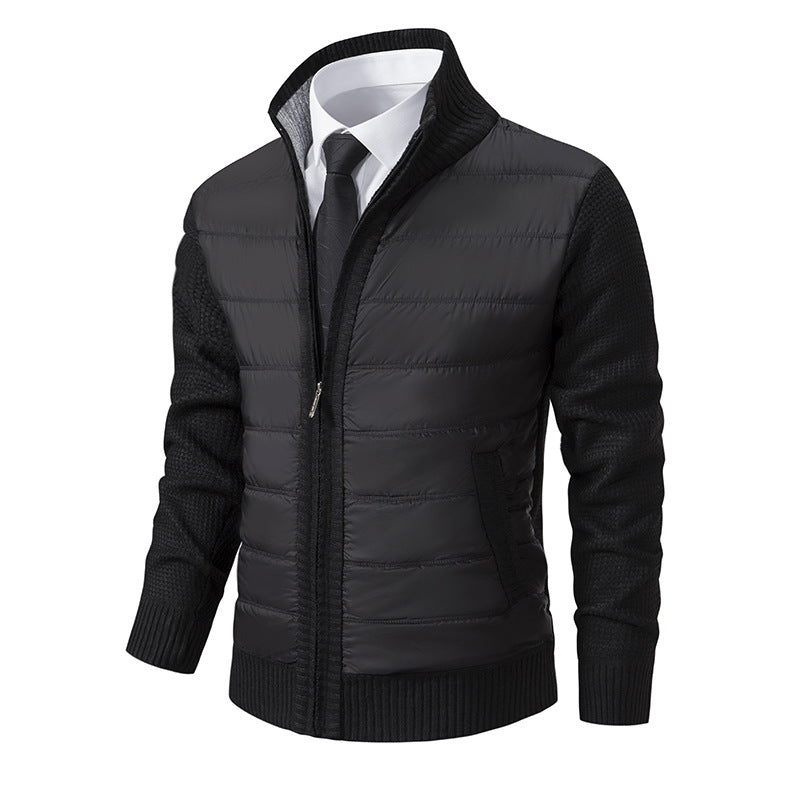 Herren gesteppte Hybridjacke mit modernem Kragen und elastischen Bündchen