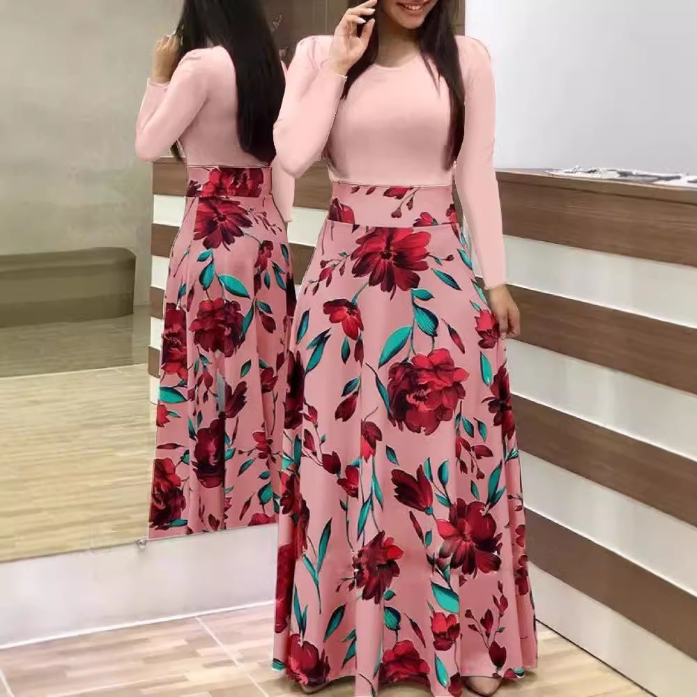 Damen Fließender Maxirock mit hoher Taille und großem Blumenprint Shop Nory