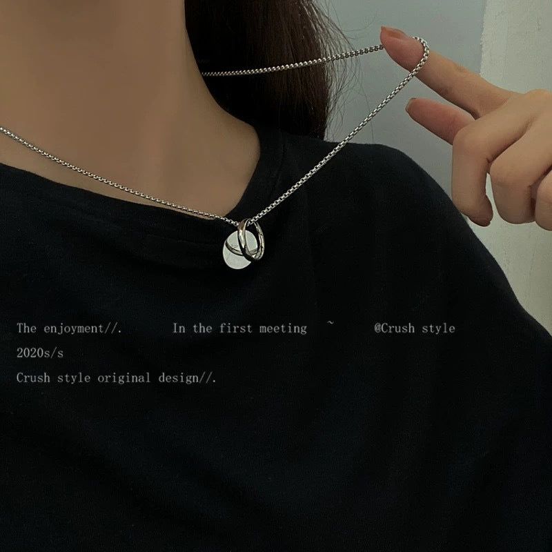 Damen Halskette mit minimalistischem Kreis- und Plattenanhänger Shop Nory