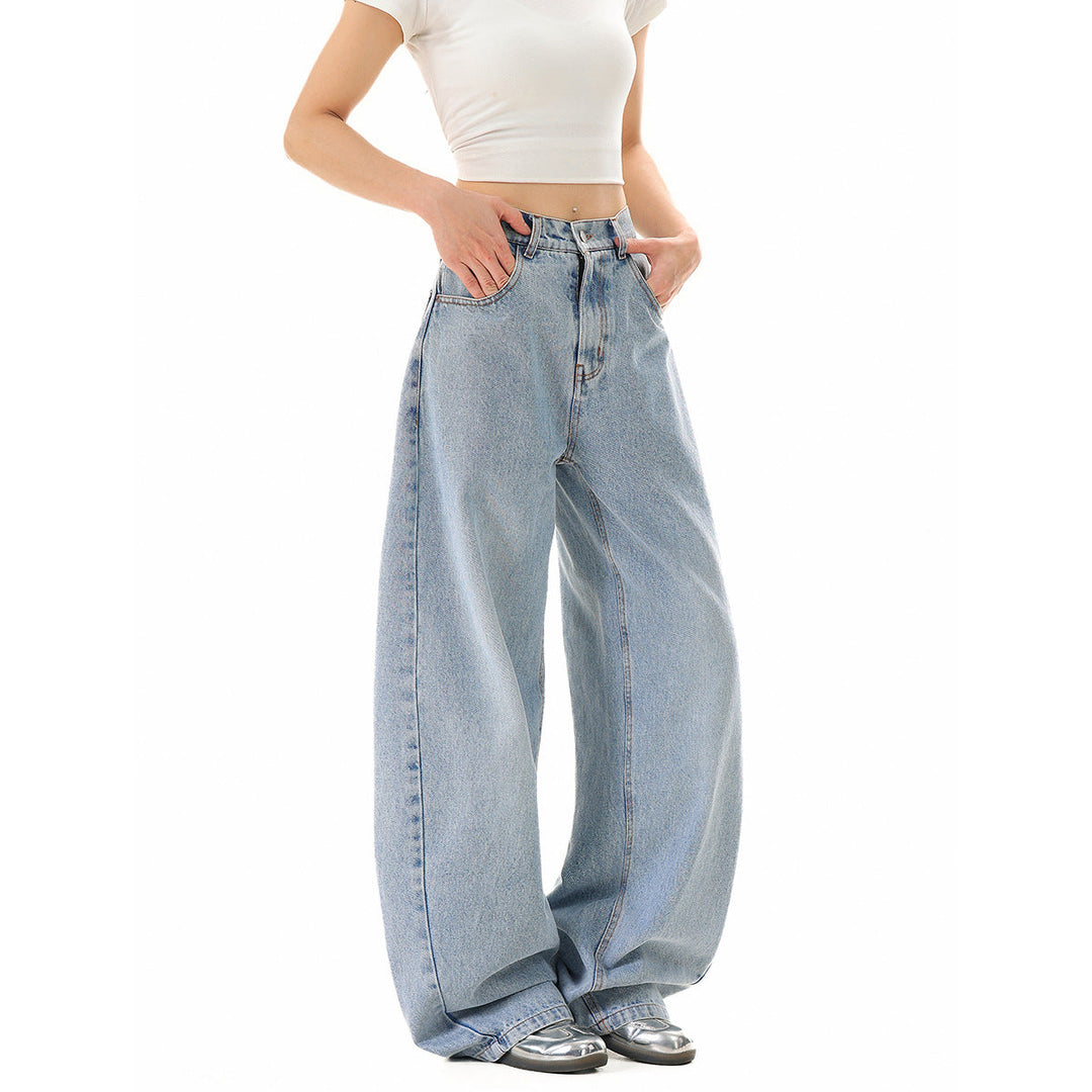 Damen Weite Cropped-Denim Culotte mit hoher Taille und Karottenform Shop Nory