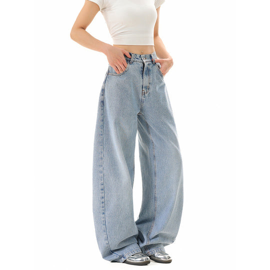 Damen Weite Cropped-Denim Culotte mit hoher Taille und Karottenform Shop Nory