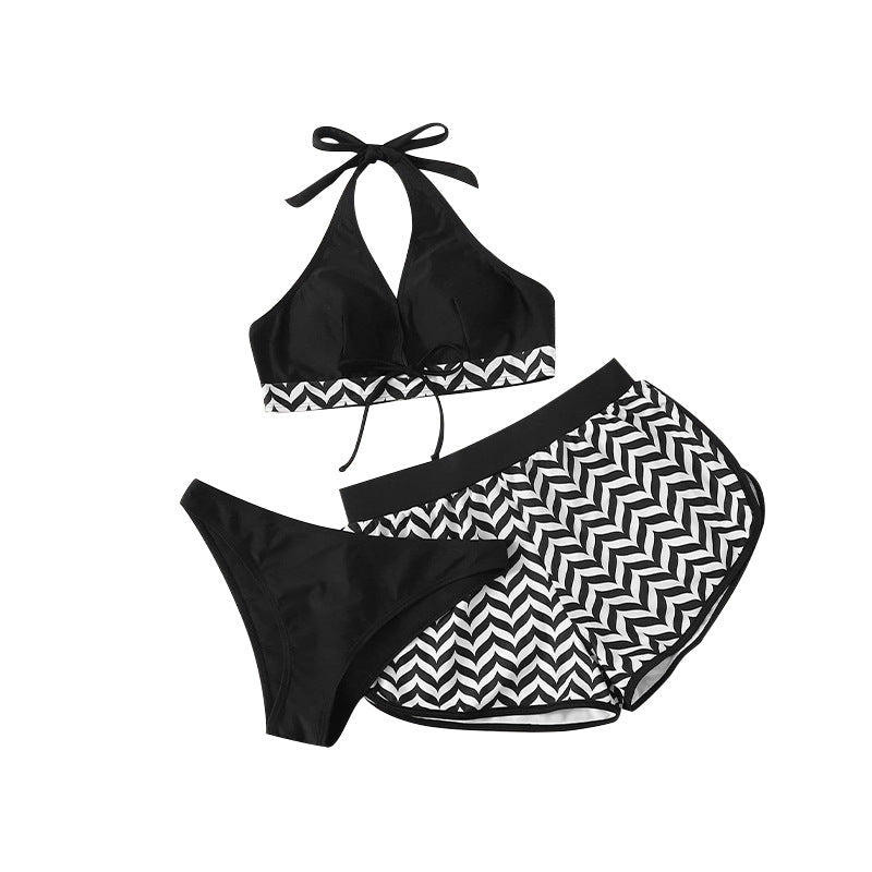 Damen Sport-Bikini-Set mit hoch geschnittenem Oberteil und komfortablen Shorts